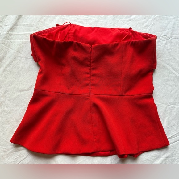 Adelyn Rae Red Rozina Woven Strapless Bow Top - Picture 6 of 11